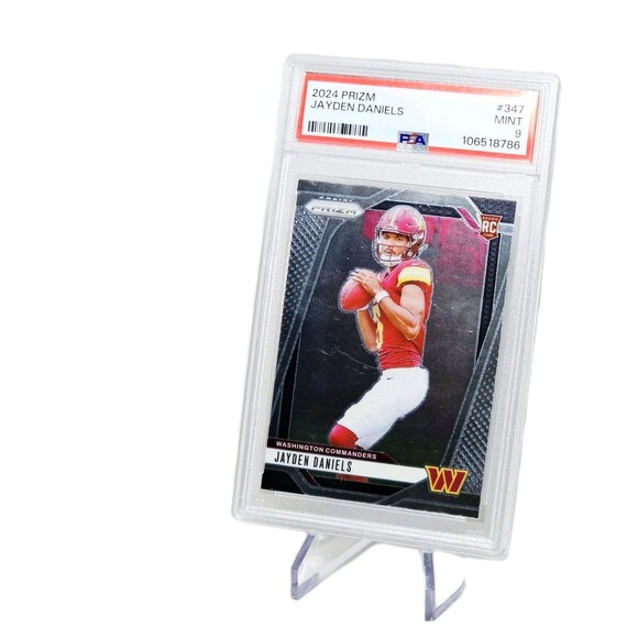 JAYDEN DANIELS RC 2024 PANINI PRIZM #347 PSA MINT 9 OFFENSIVE ROOKIE POY! - Picture 2 of 4